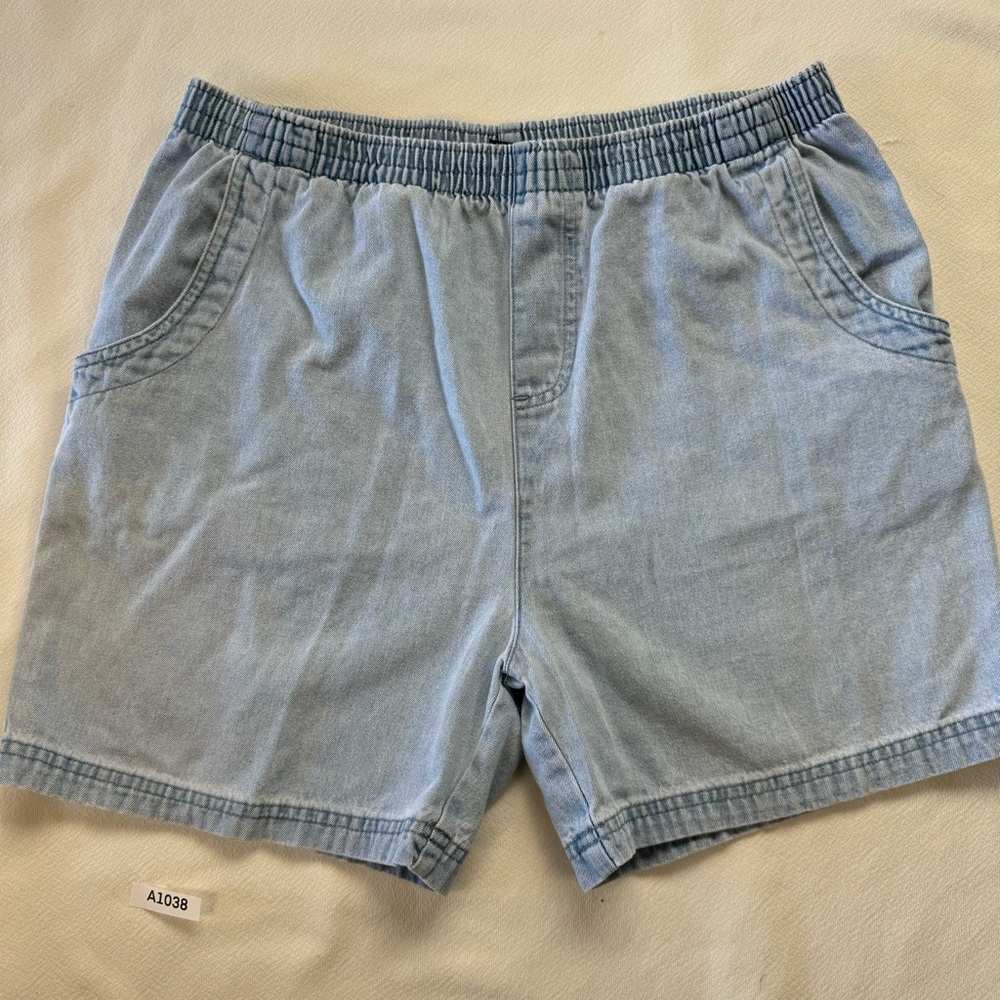 Basic Editions Blue Jean Shorts Elastic Waist